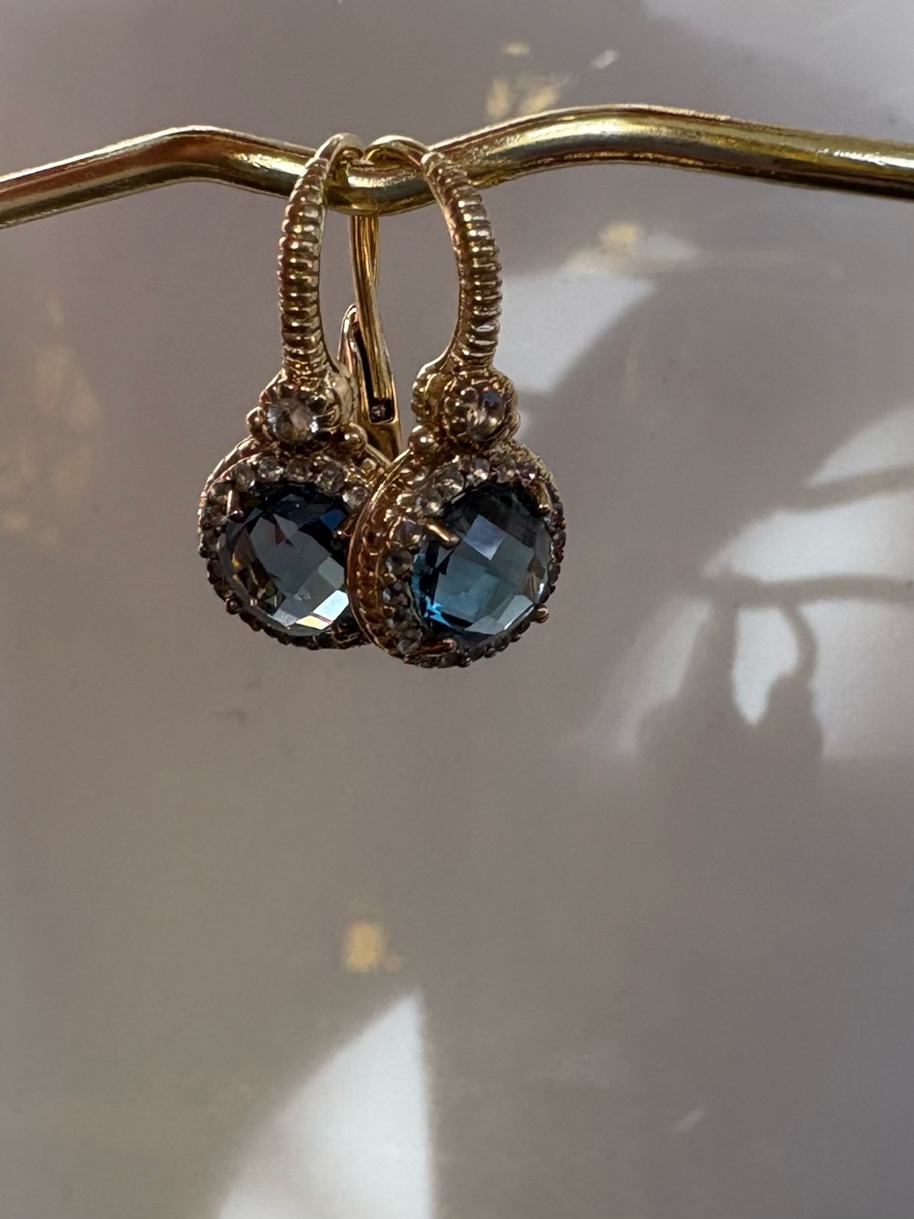 JUDITH RIPKA 14K Plated STERLING SILVER BLUE EARRINGS NEW - Picture 9 of 13